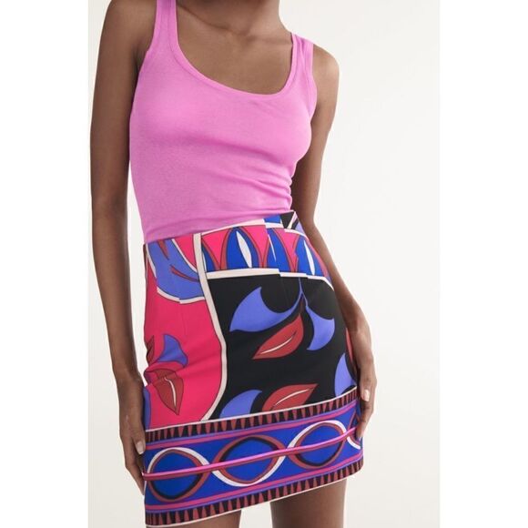 NWT Zara Blogger’s Favorite Multicolored High Waisted Printed Dart Skirt - Picture 5 of 16